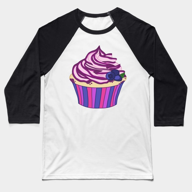 Blueberry Cupcake Baseball T-Shirt by casserolestan